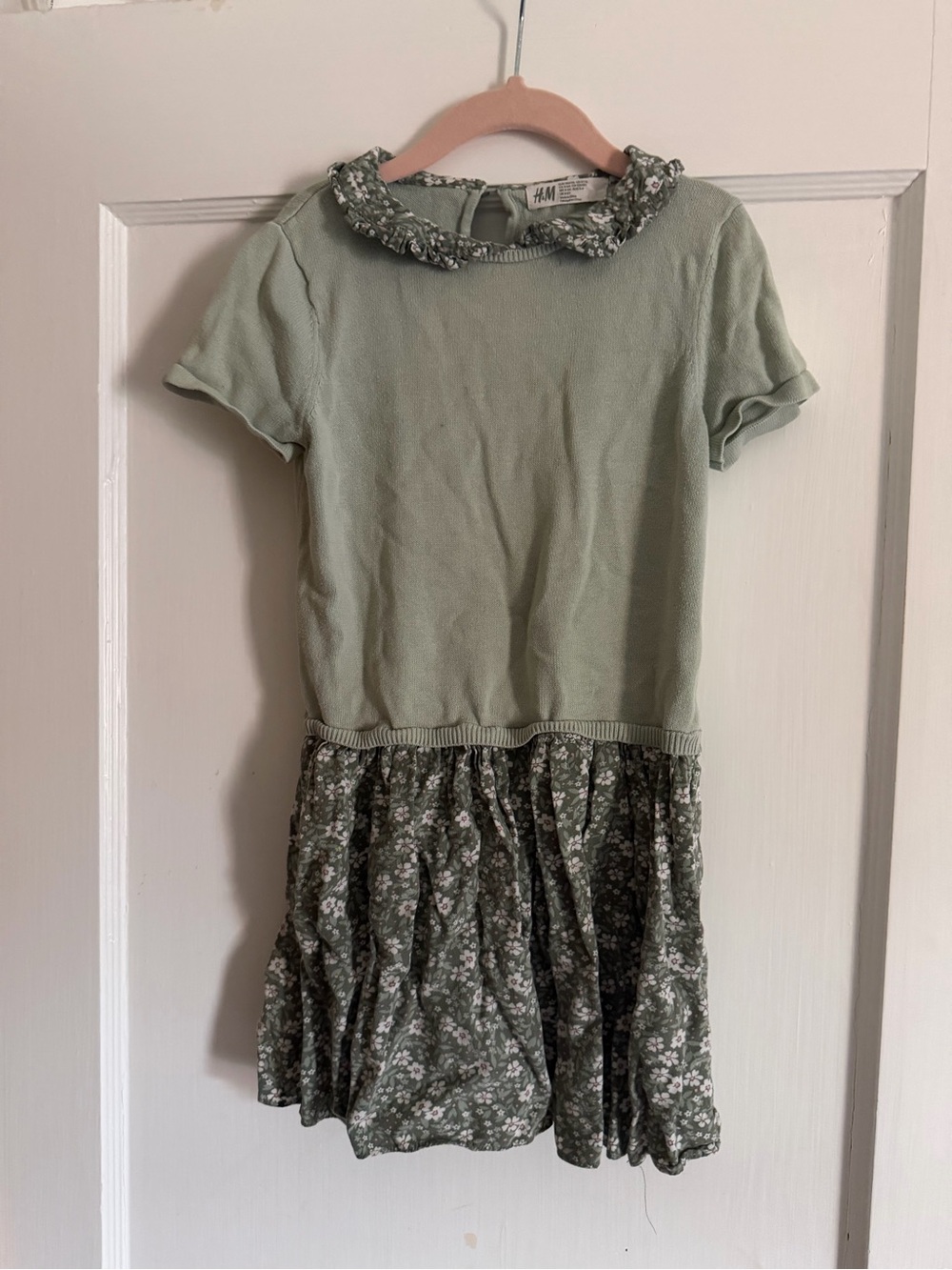 H&M Girls Sage Green Knit Top with Floral Skirt